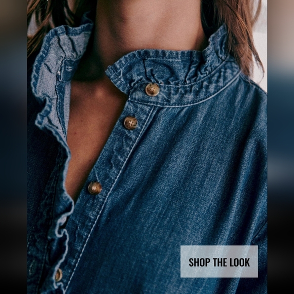 Sezane Sybelle 100% Organic Cotton  Denim Dress - Picture 3 of 6